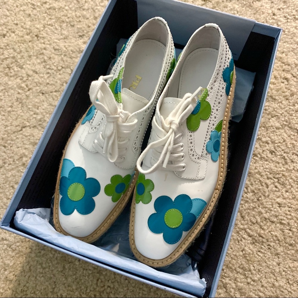 Prada Flower Brogue Oxfords Platform